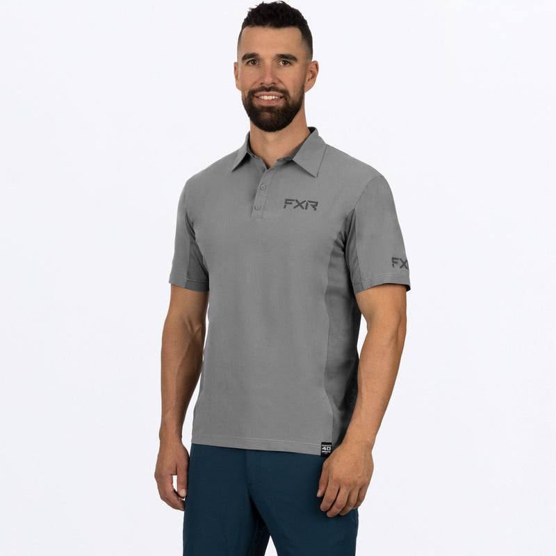 Chargez l'image dans la visionneuse de la galerie, M_Cast_Performance_UPF_Polo_Shirt_GreyBlack_212082_0510_front
