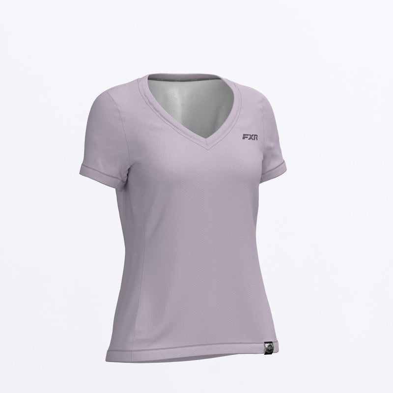 Chargez l'image dans la visionneuse de la galerie, BreezyUPF_VNeckTShirt_W_DustyLilacMutedGrape_242259-_8784_Front

