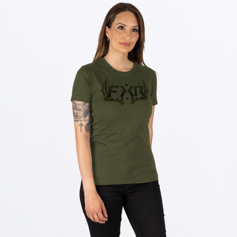 Chargez l'image dans la visionneuse de la galerie, AntlerPremium_TShirt_W_ArmyBlack_231413-_7510_front
