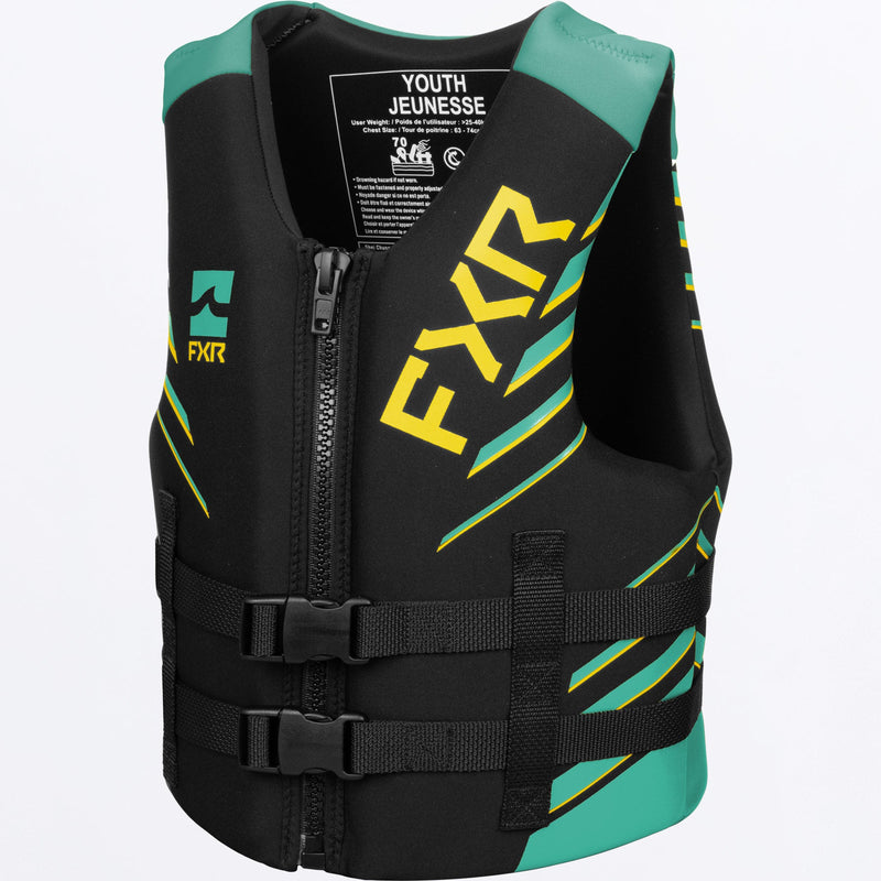 Chargez l'image dans la visionneuse de la galerie, Podium_LifeJacket_Yth_BlkTeal_241971-_1052_front
