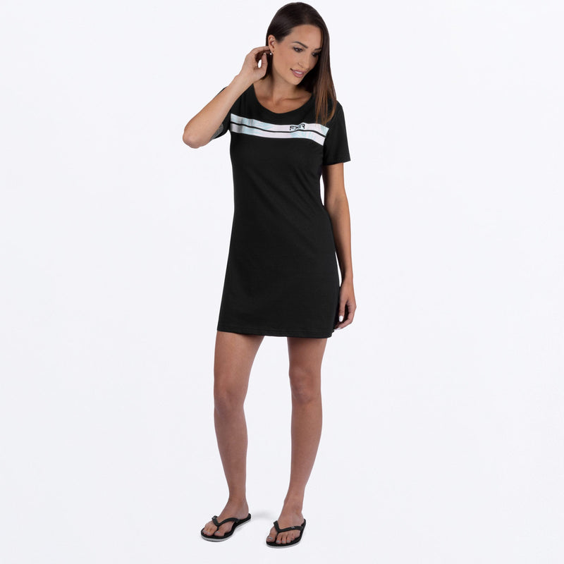 Chargez l'image dans la visionneuse de la galerie, TrackTShirt_Dress_W_BlackPalms_242215-_1071_frontFull
