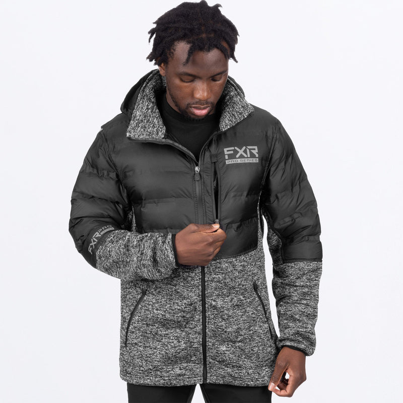 Chargez l'image dans la visionneuse de la galerie, ExcursionLiteHybridQuilted_Jacket_M_BlackGreyHeather_221133-_1007_Detail
