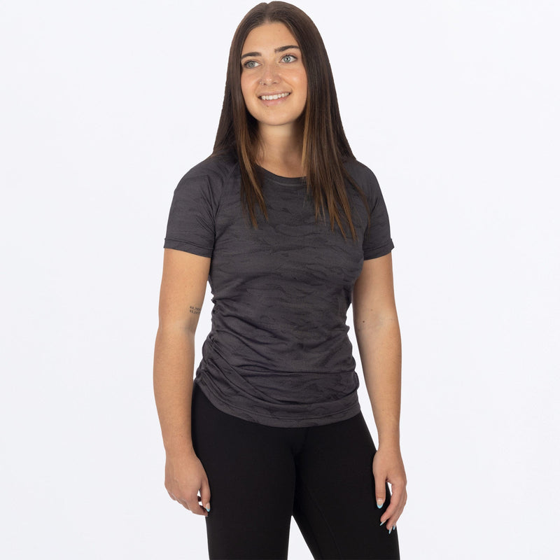 Chargez l'image dans la visionneuse de la galerie, ExhaleActive_TShirt_W_BlackCamoMint_231419-_1252_front
