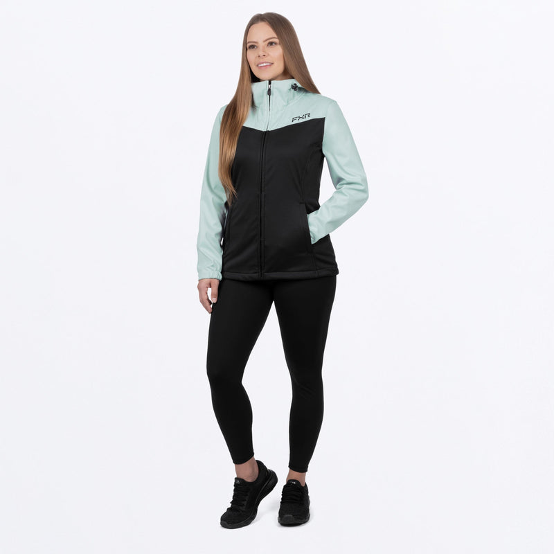Chargez l'image dans la visionneuse de la galerie, RidgeSoftshell_Jacket_W_BlackLtSage_242200-_1071_FrontFULL**hover**
