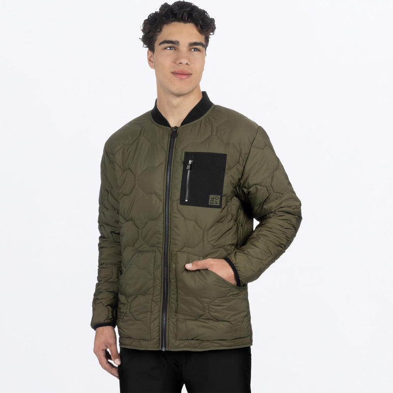 Chargez l'image dans la visionneuse de la galerie, UnisexRigQuilted_Jacket_MossBlack_SKU_242034-_7910_Front
