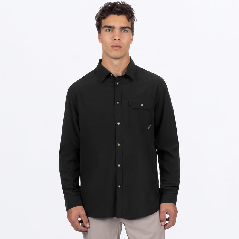 Chargez l'image dans la visionneuse de la galerie, MBreezePerformanceUPFLS_Shirt_Black_SKU_232043-_1000_Front
