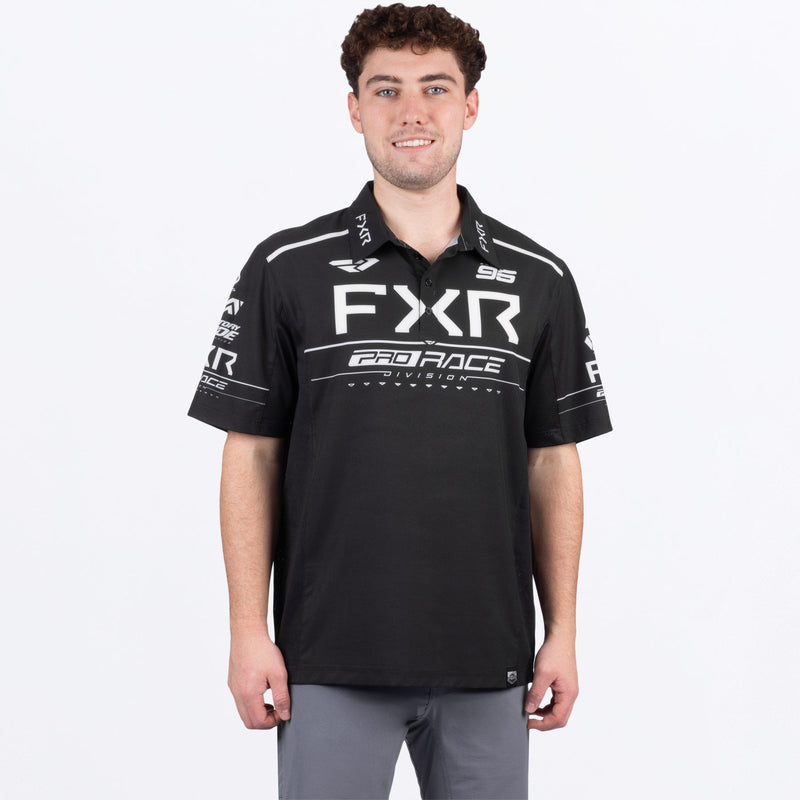 Chargez l'image dans la visionneuse de la galerie, MRaceDivPerformanceUPFPolo_Shirt_BlackWhite_SKU_252010-_1001_Front
