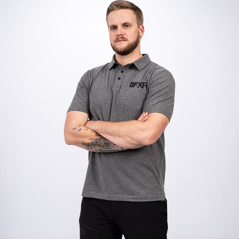 Chargez l'image dans la visionneuse de la galerie, EvoTechPoloShirt_M_GreyHeathBlk_201360-_0710_Front
