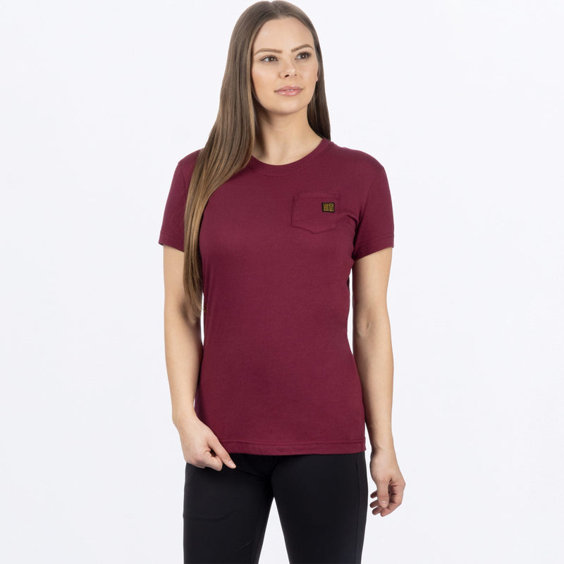 Chargez l'image dans la visionneuse de la galerie, WorkPocketPrem_Boyfriend_TShirt_W_Merlot_241416-_2700_front
