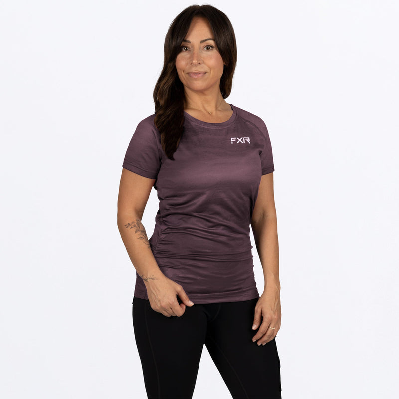 Chargez l'image dans la visionneuse de la galerie, ExhaleActive_TShirt_W_MutedGrapeCamoDustyLilac_231419-_8487_front
