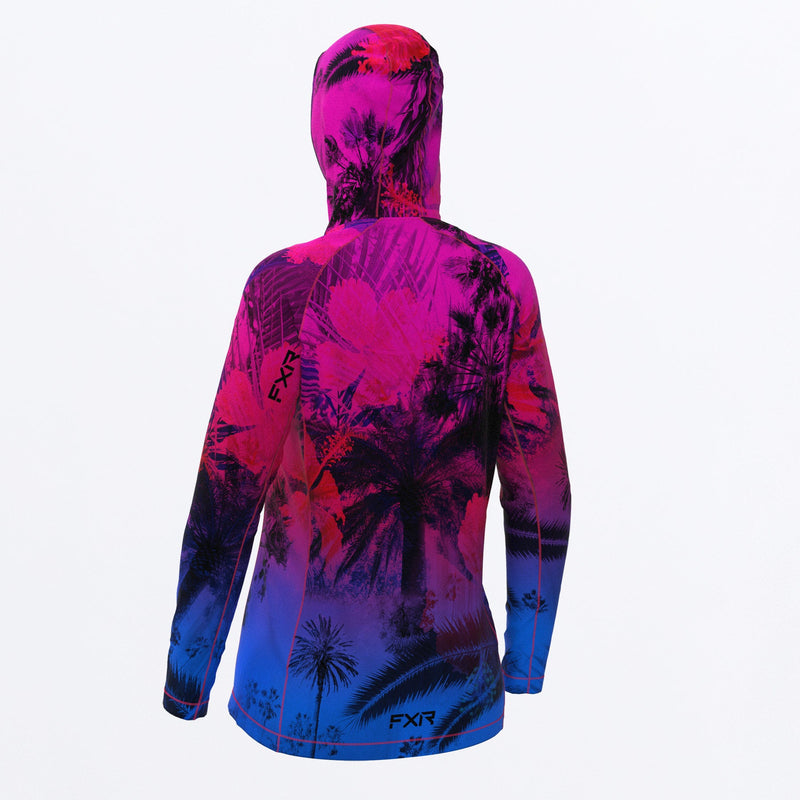 Chargez l'image dans la visionneuse de la galerie, Attack_UPF_Pullover_Hoodie_W_FuchsiaBlueTropical_232242_9141_back**hover**
