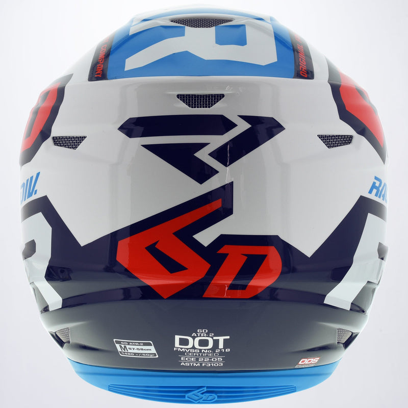 Chargez l'image dans la visionneuse de la galerie, 6DRaceDiv_Helmet_WhiteNavyBlueNukeRed_200600-0145-_Back
