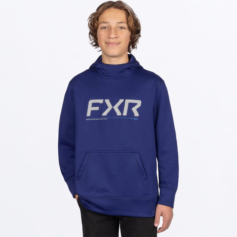 Chargez l'image dans la visionneuse de la galerie, YthHydrogenTechPO_Hoodie_DeepCobaltGrey_SKU_262212-_4505_Front
