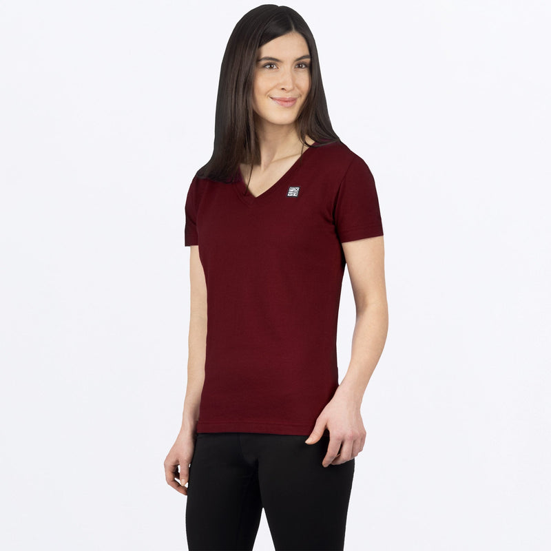 Chargez l'image dans la visionneuse de la galerie, RideXPrem_VNeck_TShirt_W_MerlotBone_241417-_2701_Front
