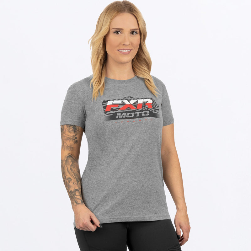 Chargez l'image dans la visionneuse de la galerie, Moto_Premium_Boyfriend_W_TShirt_GreyHeatherRed_232224-_0720_front
