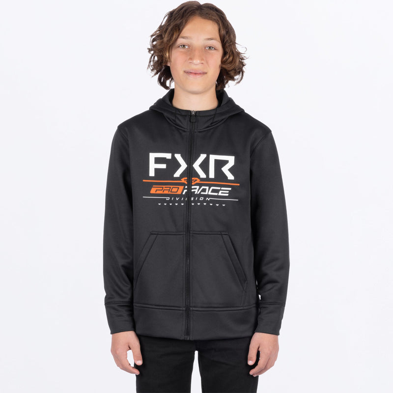 Chargez l'image dans la visionneuse de la galerie, YthRaceDivisionTechZip_Hoodie_BlackOrange_SKU_261504-_1030_Front
