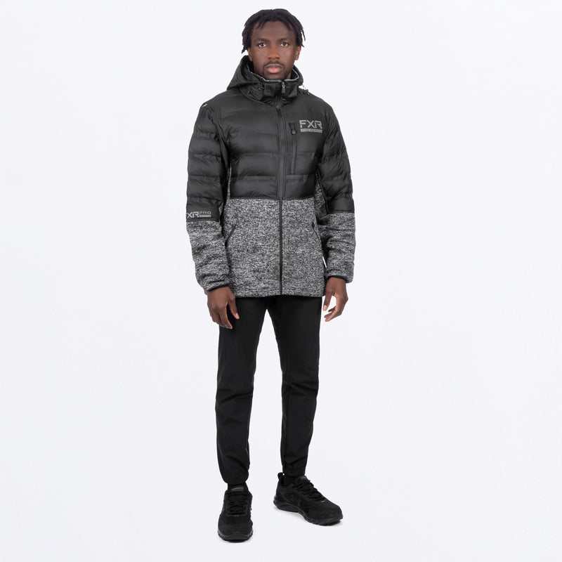 Chargez l'image dans la visionneuse de la galerie, ExcursionLiteHybridQuilted_Jacket_M_BlackGreyHeather_221133-_1007_frontFULL
