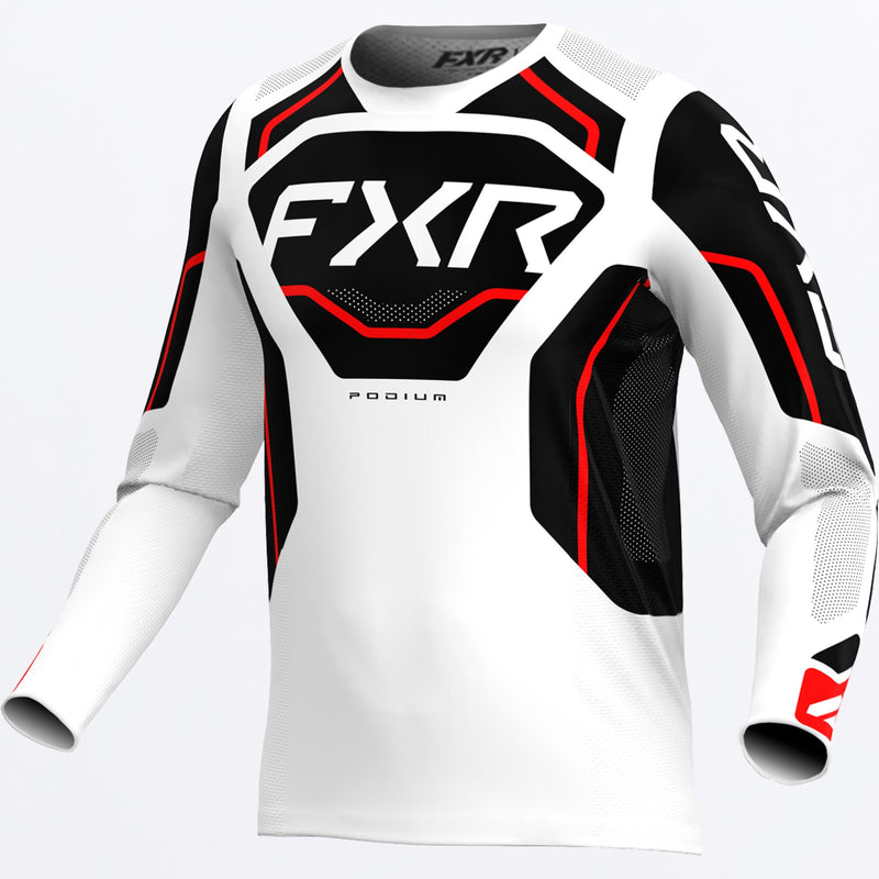 Chargez l'image dans la visionneuse de la galerie, PodiumRelayMX_Jersey_WhiteBlackRed_SKU_263336-_0110_Front
