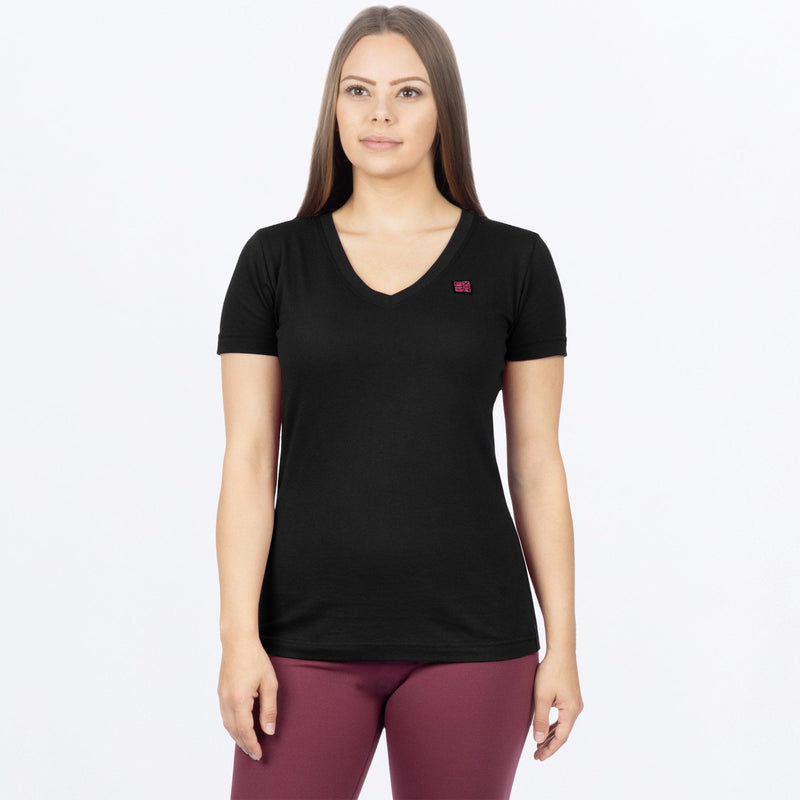 Chargez l'image dans la visionneuse de la galerie, RideXPrem_VNeck_TShirt_W_BlackRazz_241417-_1028_Front
