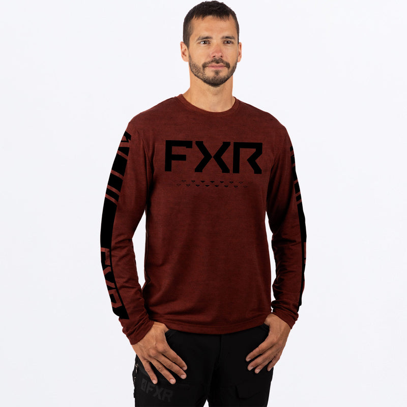 Chargez l'image dans la visionneuse de la galerie, MHeliumTechLongsleeve_Jersey_RustHeatherBlack_SKU_231360-_3710_Front
