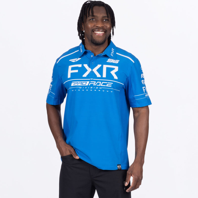 Chargez l'image dans la visionneuse de la galerie, MRaceDivPerformanceUPFPolo_Shirt_BlueWhite_SKU_252010-_4001_Front
