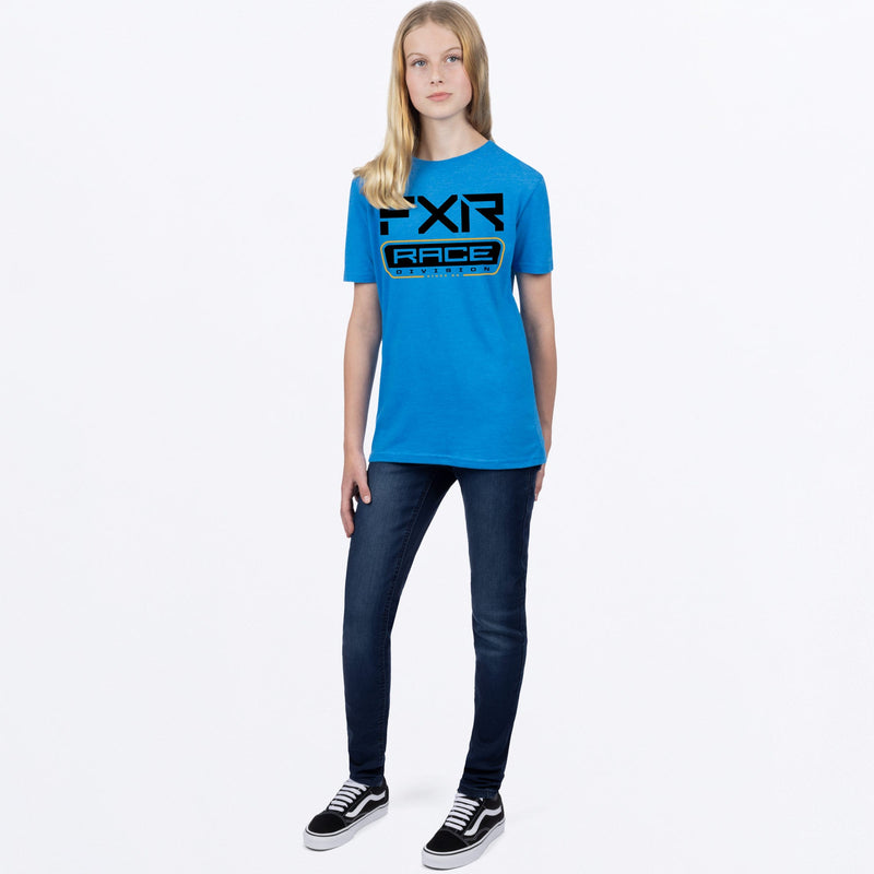 Chargez l'image dans la visionneuse de la galerie, RaceDivPrem_TShirt_Y_BlueHeatherBlack_241534-_4110_frontFULL
