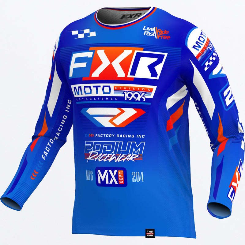 Chargez l'image dans la visionneuse de la galerie, CustomPodiumGladiator_MXJersey_YTH_BlueWhiteNukeRed_253313-_4001_front
