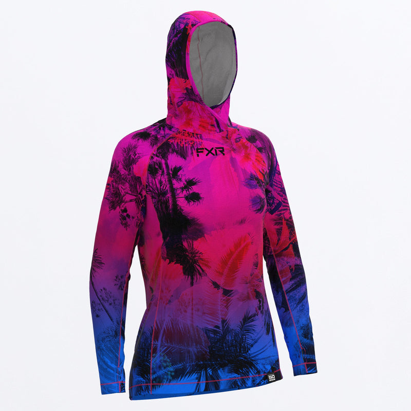 Chargez l'image dans la visionneuse de la galerie, Attack_UPF_Pullover_Hoodie_W_FuchsiaBlueTropical_232242_9141_front
