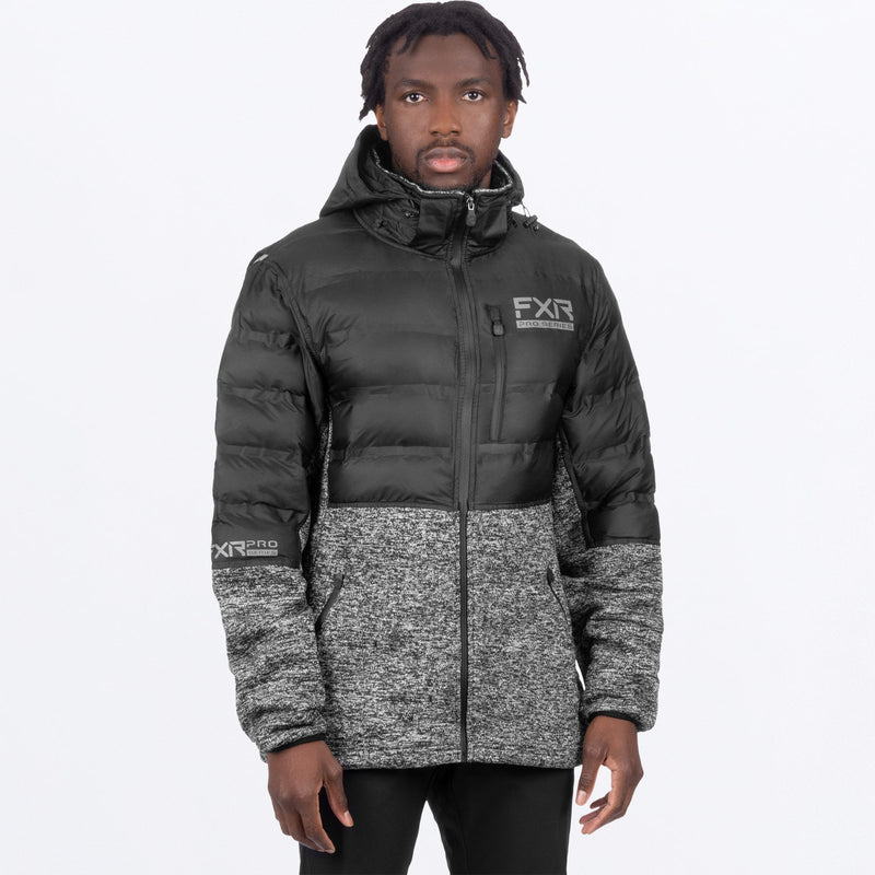 Chargez l'image dans la visionneuse de la galerie, ExcursionLiteHybridQuilted_Jacket_M_BlackGreyHeather_221133-_1007_front
