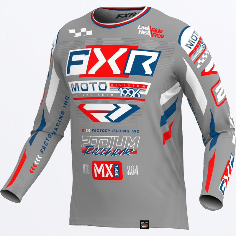 Chargez l'image dans la visionneuse de la galerie, CustomPodiumGladiator_MXJersey_GreyWhiteRed_253338-_0501_front
