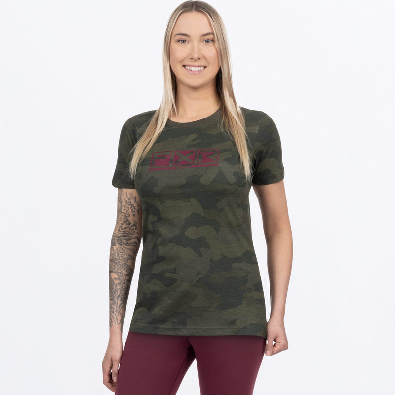 Chargez l'image dans la visionneuse de la galerie, PodiumPrem_TShirt_W_ArmyCamoMerlot_241412-_7627_front
