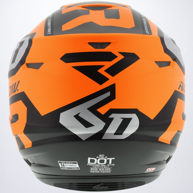 Chargez l'image dans la visionneuse de la galerie, 6DRaceDiv_Helmet_OrangeBlackWhite_200600-3010-Back
