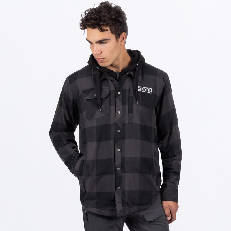 Chargez l'image dans la visionneuse de la galerie, UnisexTimberInsulatedFlannel_Jacket_CharcoalBlack_SKU_231117-_0810_Front
