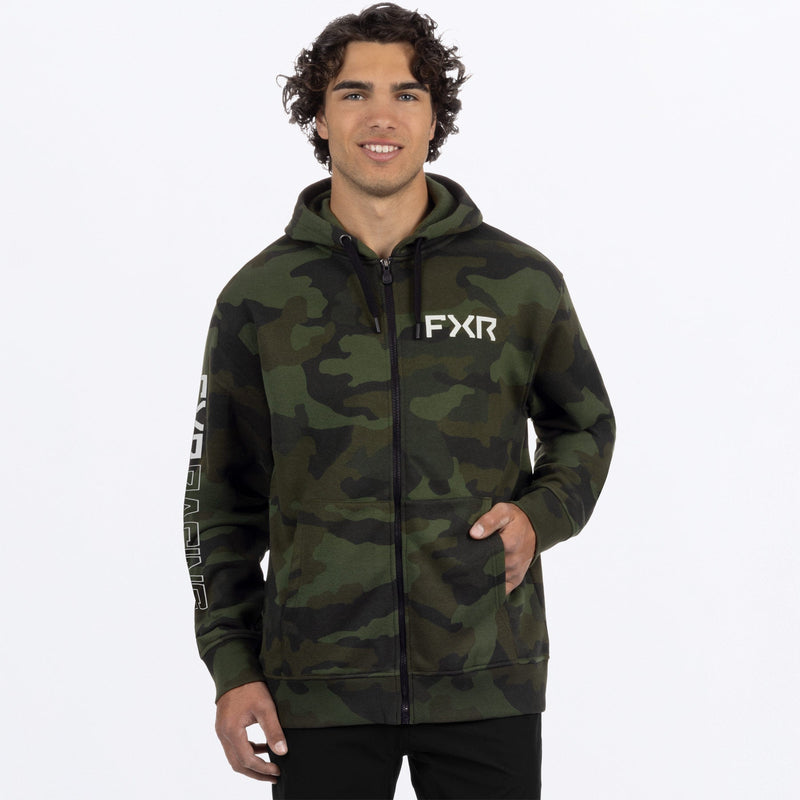 Chargez l'image dans la visionneuse de la galerie, ClutchCottonZipHoodie_M_ArmyCamoGrey_251157-_7605_front
