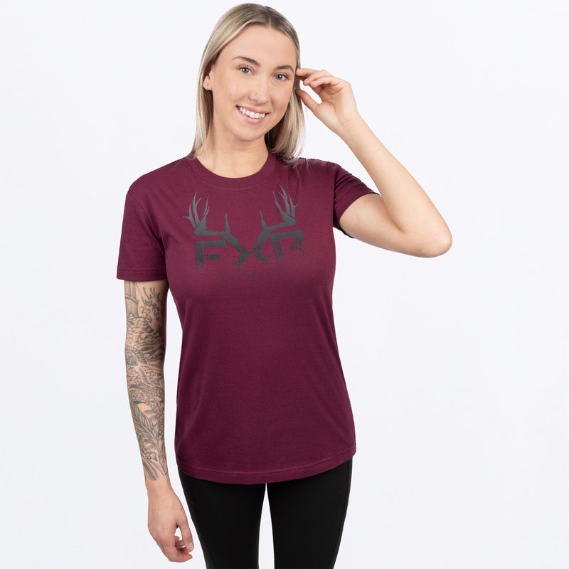 Chargez l'image dans la visionneuse de la galerie, Antler_PremiumTShirt_W_MerlotBlack_251413-_2710_side
