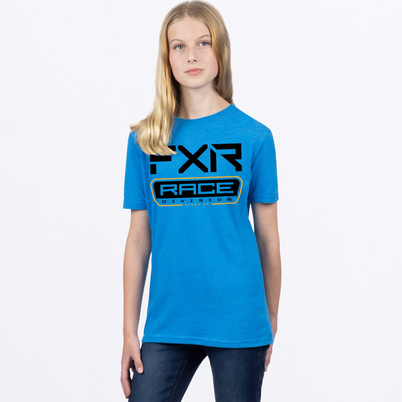 Chargez l'image dans la visionneuse de la galerie, RaceDivPrem_TShirt_Y_BlueHeatherBlack_241534-_4110_Front
