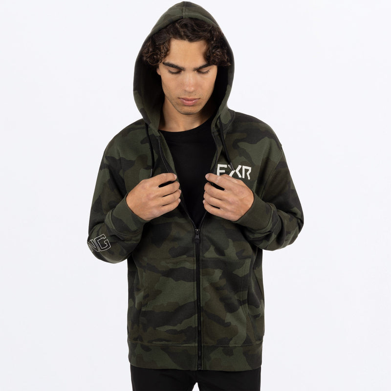 Chargez l'image dans la visionneuse de la galerie, ClutchCottonZipHoodie_M_ArmyCamoGrey_251157-_7605_Side
