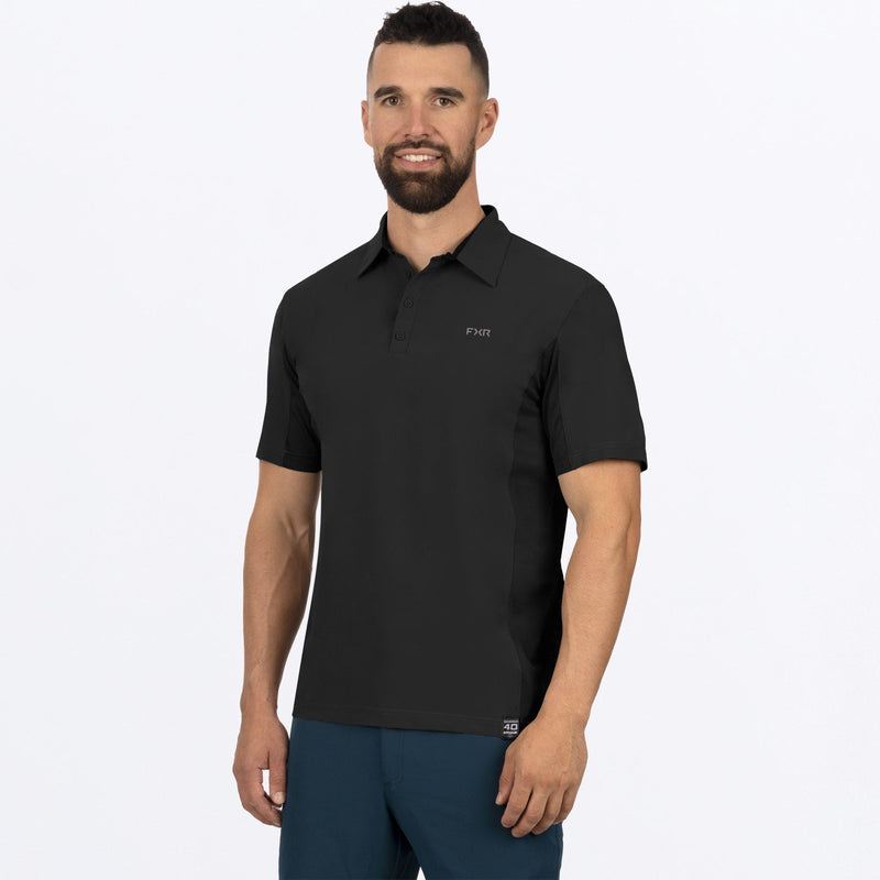 Chargez l'image dans la visionneuse de la galerie, MBreezePerformanceUPFPolo_Shirt_Black_SKU_242082-_1000_Front
