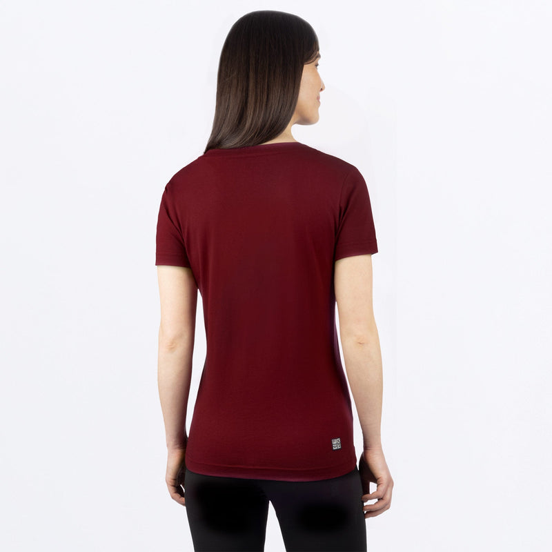 Chargez l'image dans la visionneuse de la galerie, RideXPrem_VNeck_TShirt_W_MerlotBone_241417-_2701_Back
